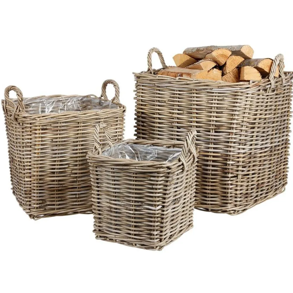 TP Körbe Und Taschen^WeidenKörbe Eckig Natural-Grey 3Er-Set