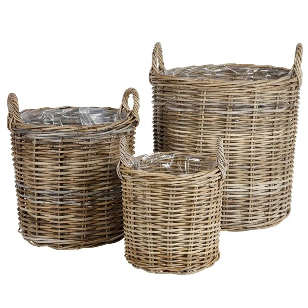 TP Körbe Und Taschen^WeidenKörbe Rund Natural-Grey 3Er-Set