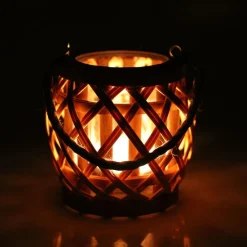 New Home Laternen Und Kerzenhalter^Weiden-Laterne Mit Glaswindlicht 15X14Cm