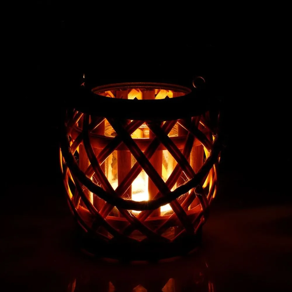 New Home Laternen Und Kerzenhalter^Weiden-Laterne Mit Glaswindlicht 15X14Cm