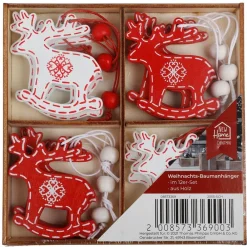 New Home Christmas Weihnachtsbaumanhänger^Weihnachtsbaum-Anhanger Aus Holz 12Er-Set Rot/Weis