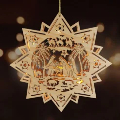New Home Christmas Holzdeko^Weihnachts-Holzstern 30Cm Mit 10 Leds