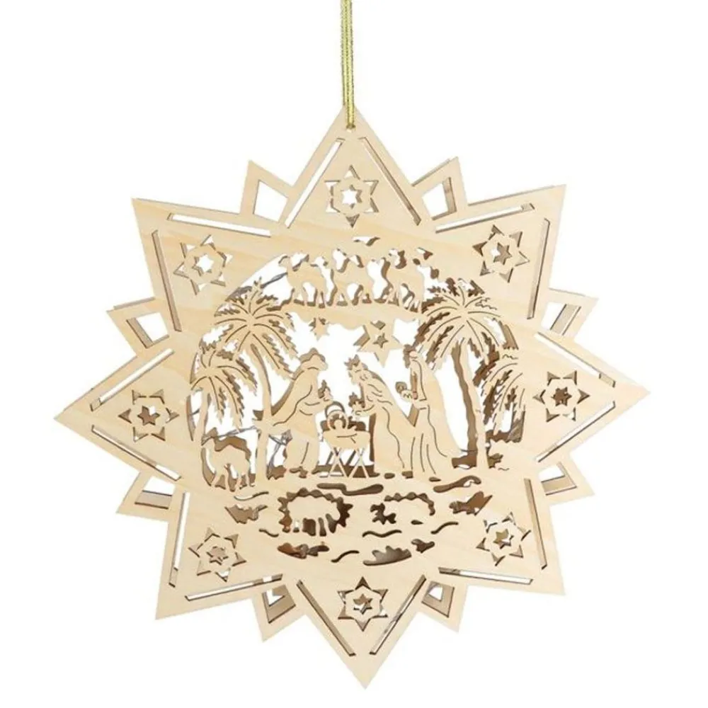New Home Christmas Holzdeko^Weihnachts-Holzstern 30Cm Mit 10 Leds