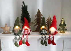 New Home Christmas Weihnachtsfiguren^Weihnachtswichtel Kantenhocker Mit Led-Nase 13X40X20Cm Rot