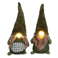 Pseudohersteller Weihnachtsfiguren^Weihnachts-Wichtel-Frau Mit Leuchtender Led-Nase 56Cm Grun