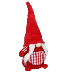 Pseudohersteller Weihnachtsfiguren^Weihnachts-Wichtel-Frau Mit Leuchtender Led-Nase 56Cm Rot
