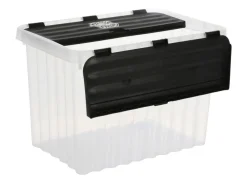 Jelenia Plast Aufbewahrungsboxen^Wellenbox Mit Klappdeckel 17 Liter Pastell/Schwarz