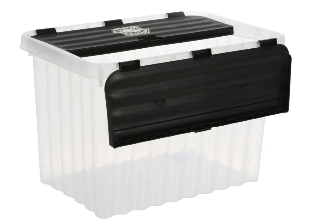 Jelenia Plast Aufbewahrungsboxen^Wellenbox Mit Klappdeckel 17 Liter Pastell/Schwarz