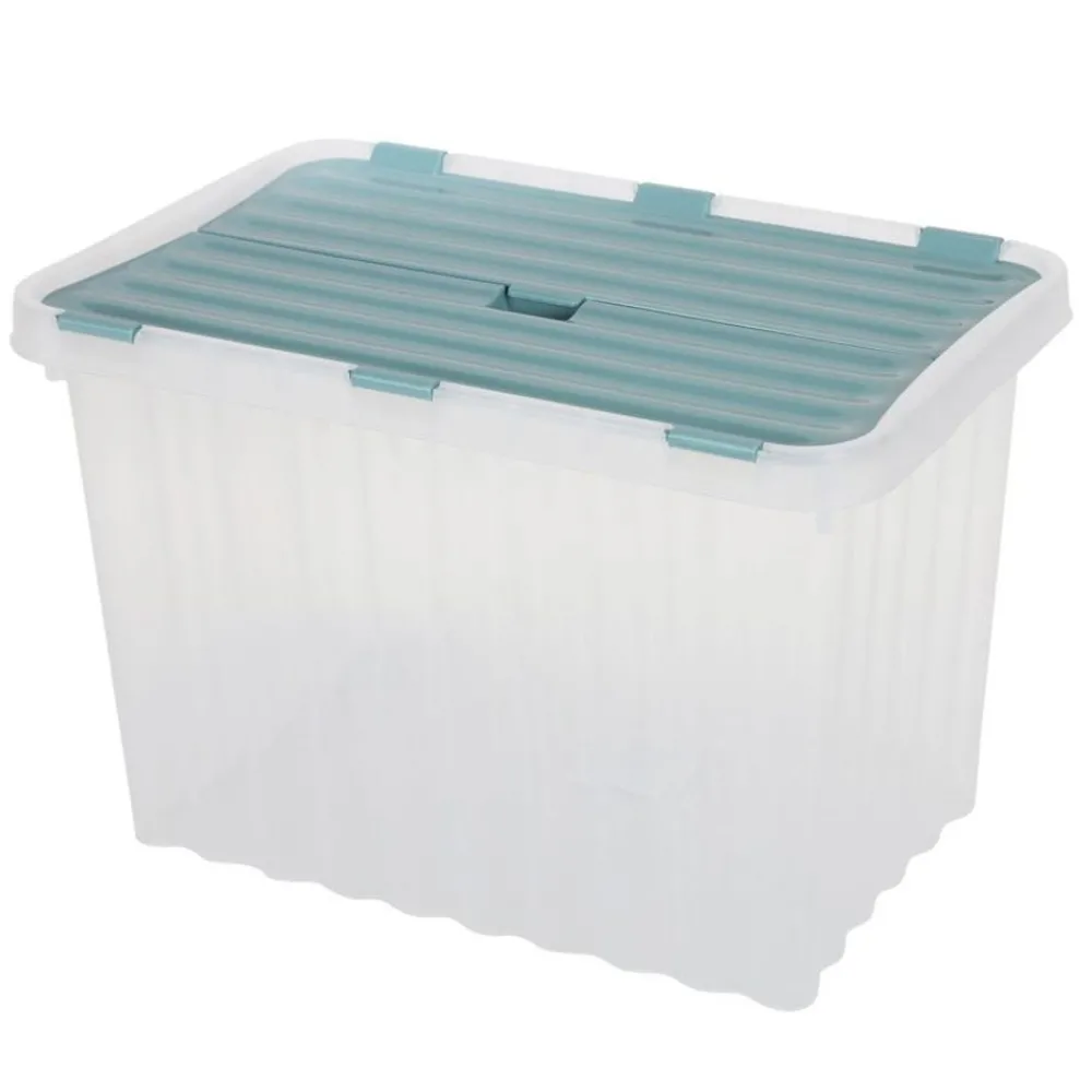 Jelenia Plast Aufbewahrungsboxen^Wellenbox Mit Klappdeckel 17 Liter Pastell/Schwarz