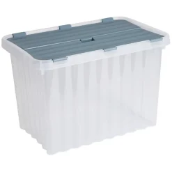 Jelenia Plast Aufbewahrungsboxen^Wellenbox Mit Klappdeckel 17 Liter Pastell/Schwarz
