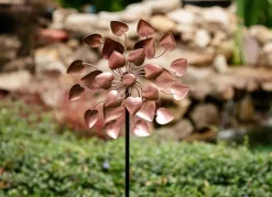 TP Gartenstecker^Windmuhle Herzen Aus Metall 30X76-106X15Cm Rose
