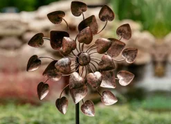 TP Gartenstecker^Windmuhle Herzen Aus Metall 30X76-106X15Cm Rose