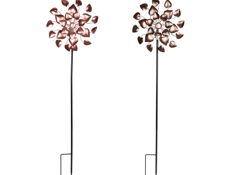TP Gartenstecker^Windmuhle Herzen Aus Metall 30X76-106X15Cm Rose