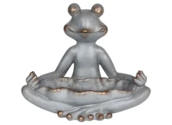 TP Gartenfiguren^Yoga-Frosch Im Lotussitz Mit Vogeltranke 48X39X26Cm